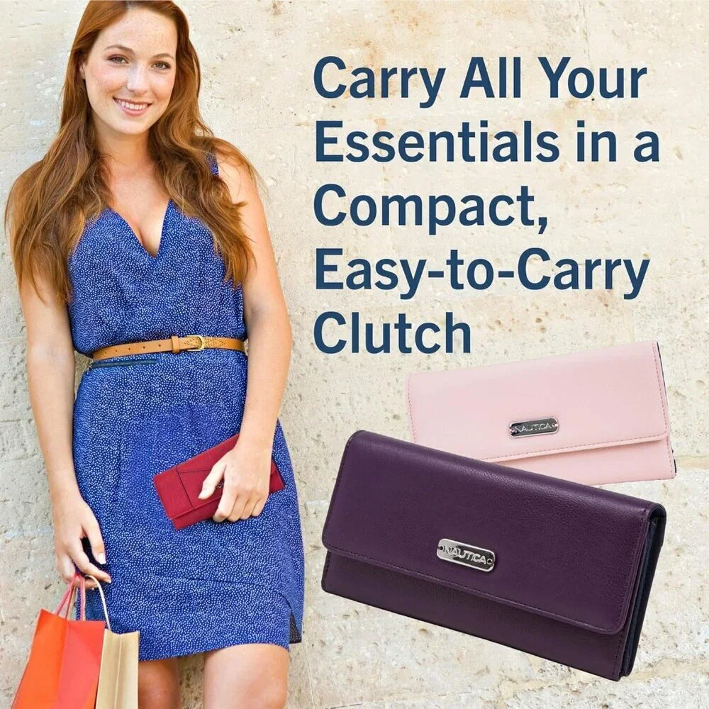Women's Marine Money Manager RFID Slim Wallet Card Holder with Coin